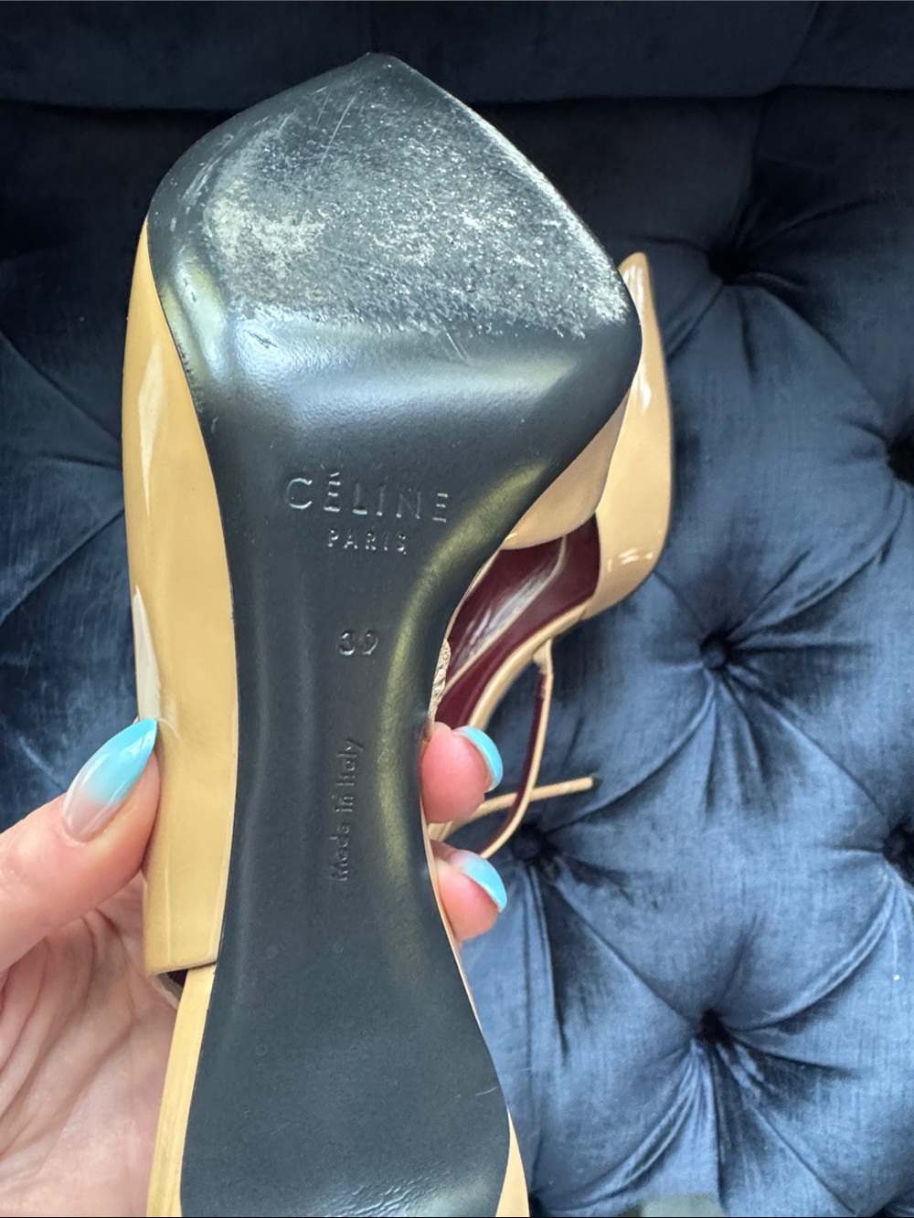 Celine Patent Nude Pointed-Toe Slingback Pumps - Women - Picture 7 of 10